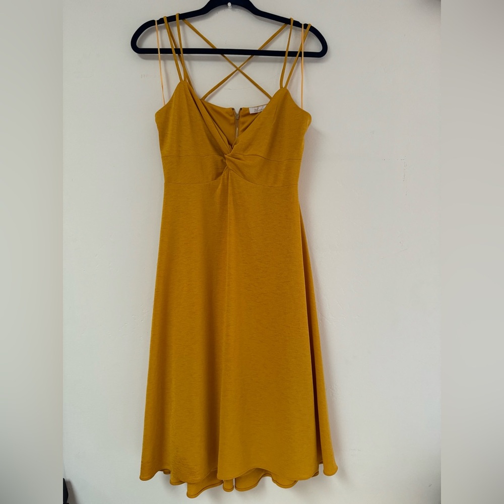 Bleecker 126‎ Cross- Spaghetti Strap Summer Dress - Mustard, Size 10